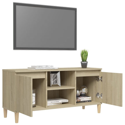 TV-bänk med massiva ben sonoma-ek 103,5x35x50 cm