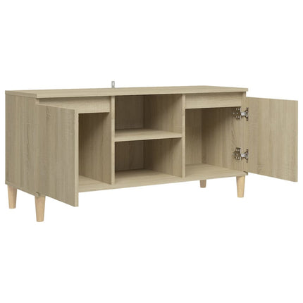 TV-bänk med massiva ben sonoma-ek 103,5x35x50 cm