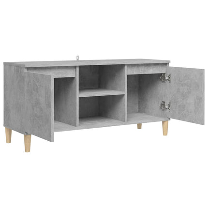TV-bänk med massiva ben betonggrå 103,5x35x50 cm