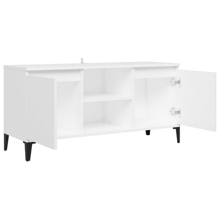 TV-bänk med metallben vit 103,5x35x50 cm