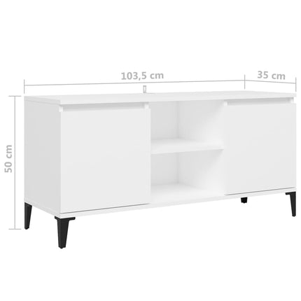 TV-bänk med metallben vit 103,5x35x50 cm