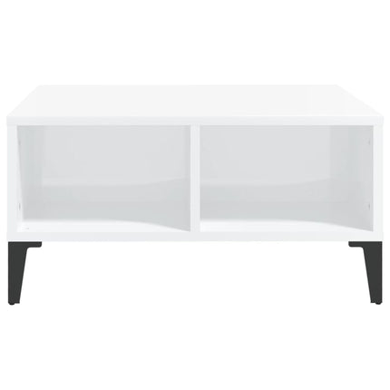 Soffbord vit högglans 60x60x30 cm konstruerat trä
