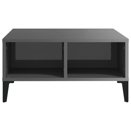 Soffbord grå högglans 60x60x30 cm konstruerat trä
