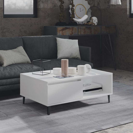 Soffbord vit 90x60x35 cm konstruerat trä