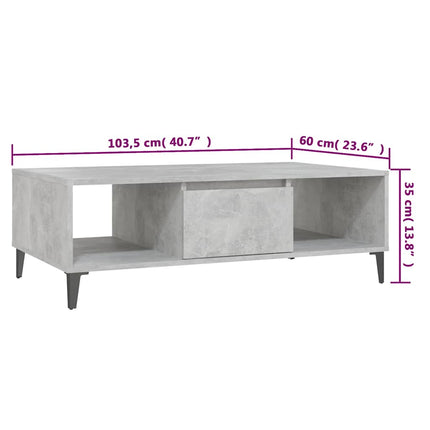 Soffbord betonggrå 103,5x60x35 cm konstruerat trä