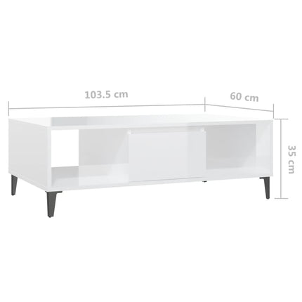 Soffbord vit högglans 103,5x60x35 cm konstruerat trä