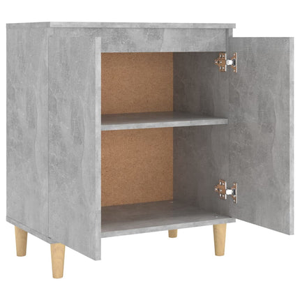 Skänk massiva träben betonggrå 60x35x70 cm konstruerat trä