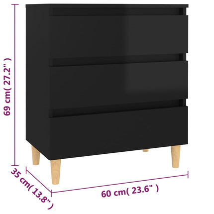 Skänk svart högglans 60x35x69 cm konstruerat trä