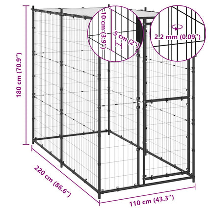 Hundgård för utomhusbruk med tak 110x220x180 cm