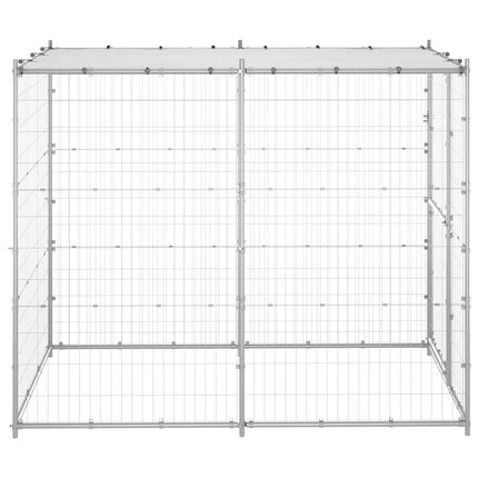 Hundgård för utomhusbruk stål med tak 110x220x180 cm