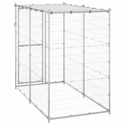 Hundgård för utomhusbruk stål med tak 110x220x180 cm