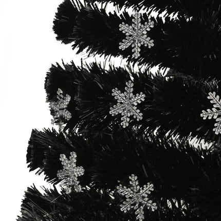 Julgran med LED-snöflingor svart 180 cm fiberoptik