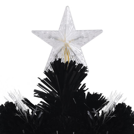 Julgran med LED-snöflingor svart 180 cm fiberoptik