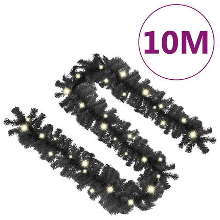 Julgirlang med LED-lampor 10 m svart
