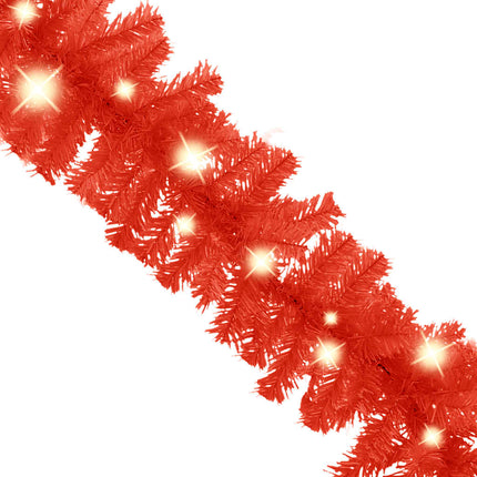 Julgirlang med LED-lampor 5 m röd