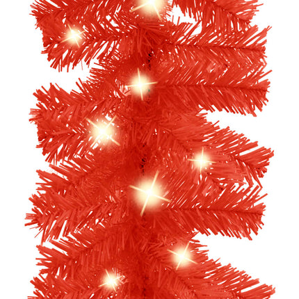 Julgirlang med LED-lampor 10 m röd