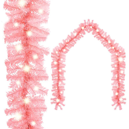Julgirlang med LED-lampor 5 m rosa