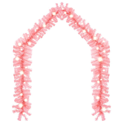 Julgirlang med LED-lampor 5 m rosa