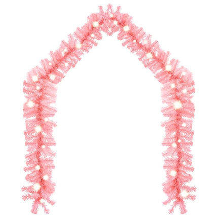 Julgirlang med LED-lampor 10 m rosa