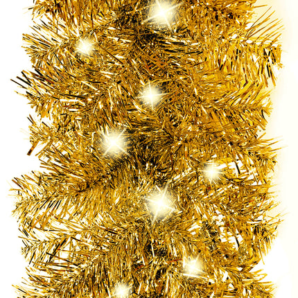 Julgirlang med LED-lampor 5 m guld