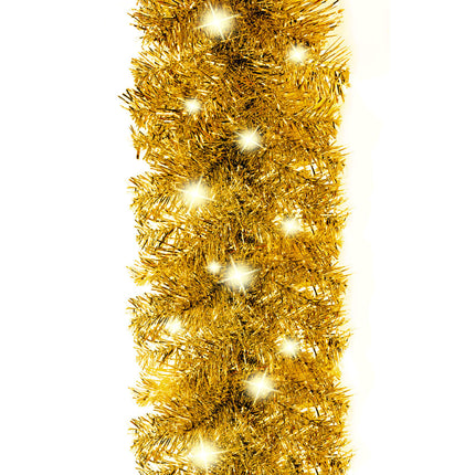 Julgirlang med LED-lampor 5 m guld