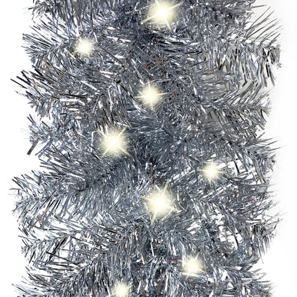 Julgirlang med LED-lampor 10 m silver