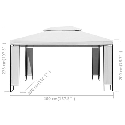 Paviljong med ljusslinga LED vit 3x4 m