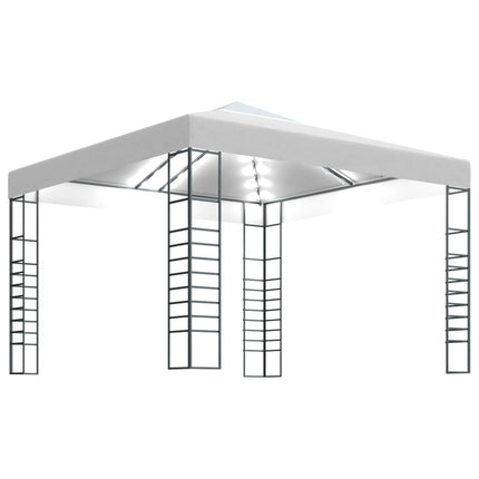 Paviljong med ljusslinga LED 3x3 m vit