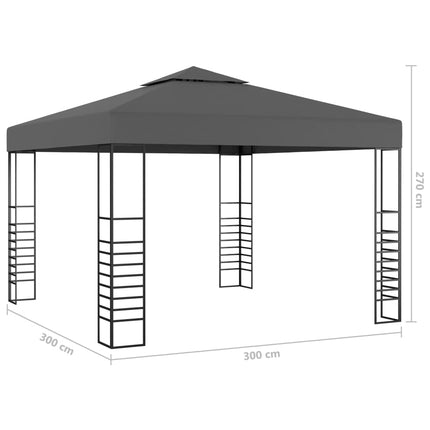 Paviljong med ljusslinga LED 3x3 m antracit