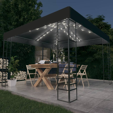 Paviljong med ljusslinga LED 3x3 m antracit