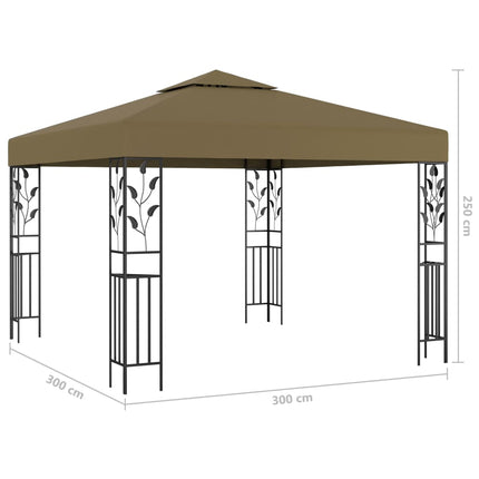 Paviljong med ljusslinga LED 3x3 m taupe