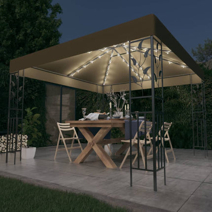 Paviljong med ljusslinga LED 3x3 m taupe