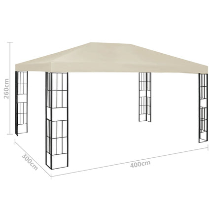 Paviljong med ljusslinga LED 3x4 m gräddvit