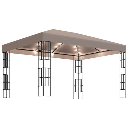 Paviljong med ljusslinga LED 4x3 m taupe