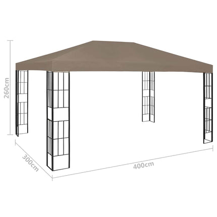 Paviljong med ljusslinga LED 4x3 m taupe