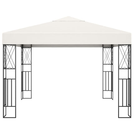 Paviljong med ljusslinga LED 3x3 m gräddvit tyg