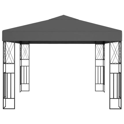 Paviljong med ljusslinga LED 3x3 m antracit tyg