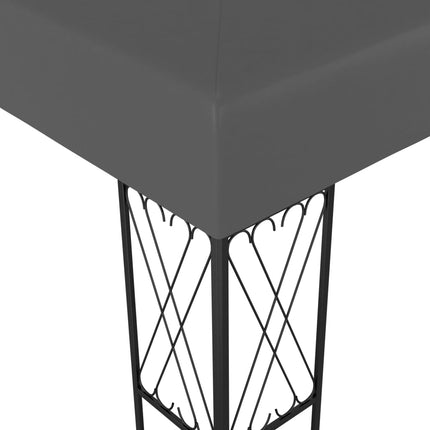 Paviljong med ljusslinga LED 3x3 m antracit tyg