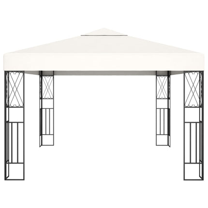 Paviljong med ljusslinga LED 3x4 m gräddvit tyg
