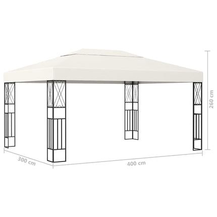 Paviljong med ljusslinga LED 3x4 m gräddvit tyg