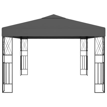 Paviljong med ljusslinga LED 3x4 m antracit tyg