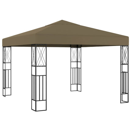 Paviljong med ljusslinga LED 3x3 m taupe tyg