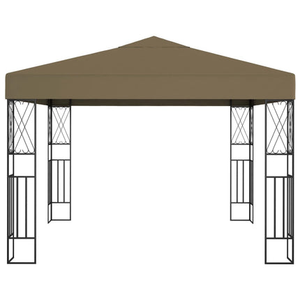 Paviljong med ljusslinga LED 3x3 m taupe tyg
