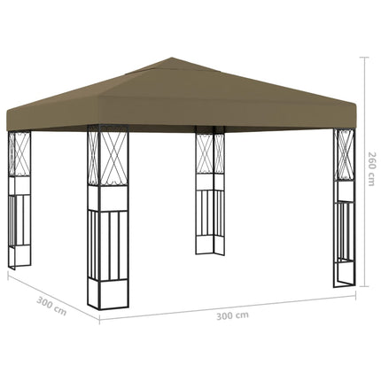 Paviljong med ljusslinga LED 3x3 m taupe tyg