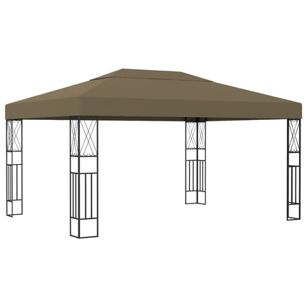 Paviljong med ljusslinga LED 3x4 m taupe tyg
