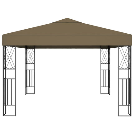 Paviljong med ljusslinga LED 3x4 m taupe tyg