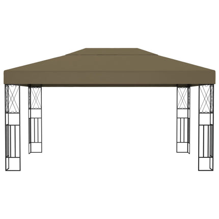 Paviljong med ljusslinga LED 3x4 m taupe tyg