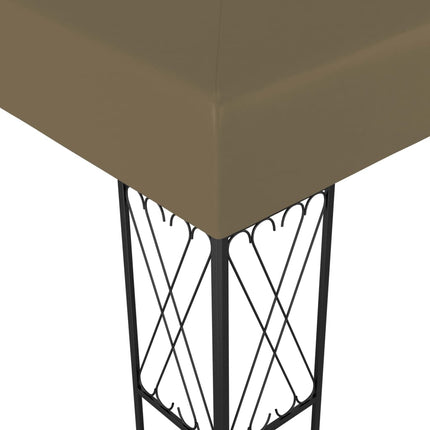 Paviljong med ljusslinga LED 3x4 m taupe tyg