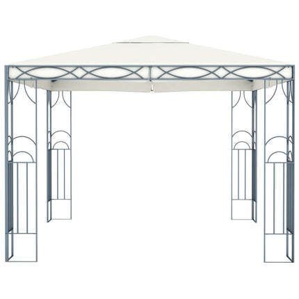 Paviljong med ljusslinga LED 300x300 cm gräddvit