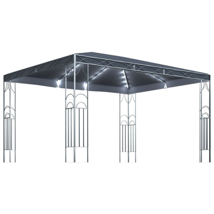 Paviljong med ljusslinga LED 400x300 cm antracit
